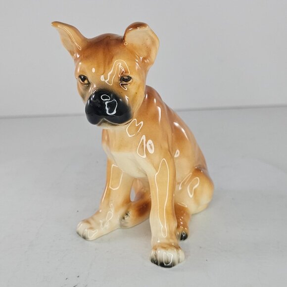 Vintage Boxer Dog Figurine Ceramic Collectible Statue Sitting Japan - Picture 8 of 8